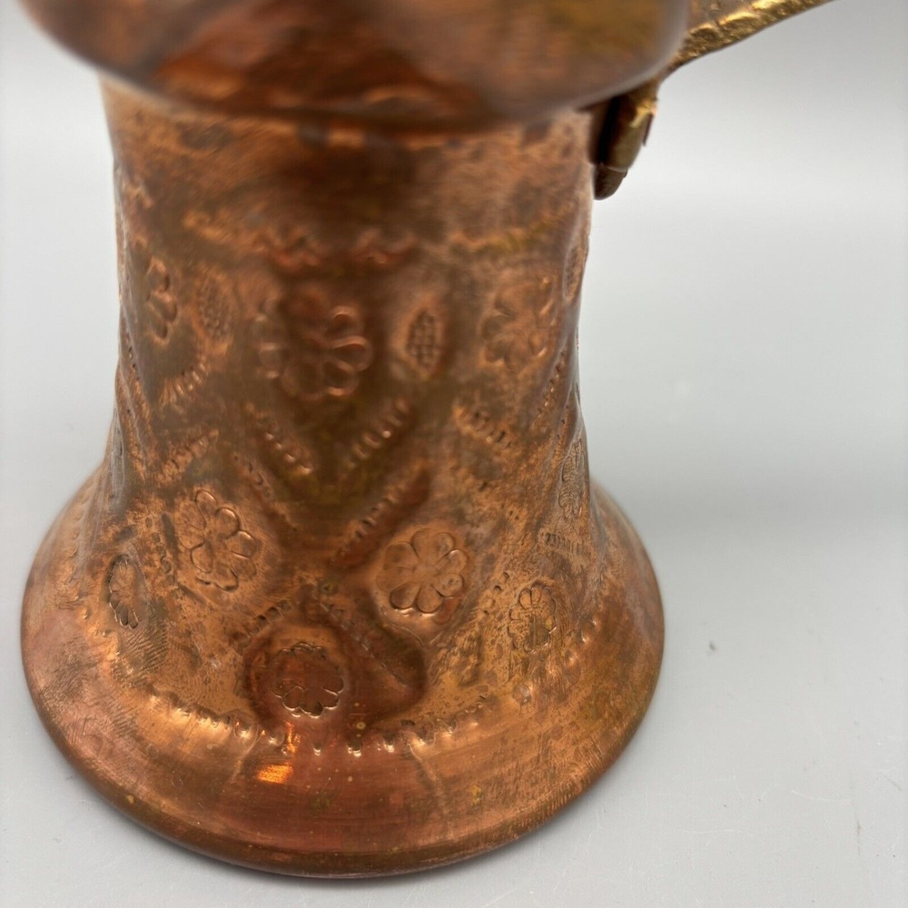 Antique Copper Coffee Pot Decorated Handle Turkish Coffee - Picture 3 of 8